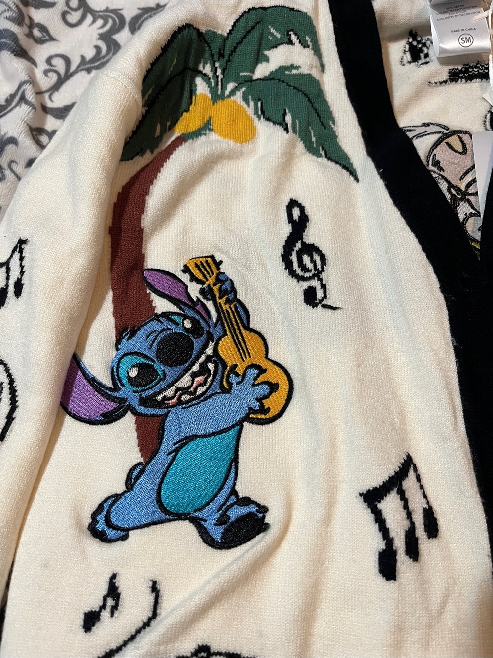 Boxlunch Disney 100 Musical Characters Cream and Black Embroidery Cardigan - Picture 5 of 11